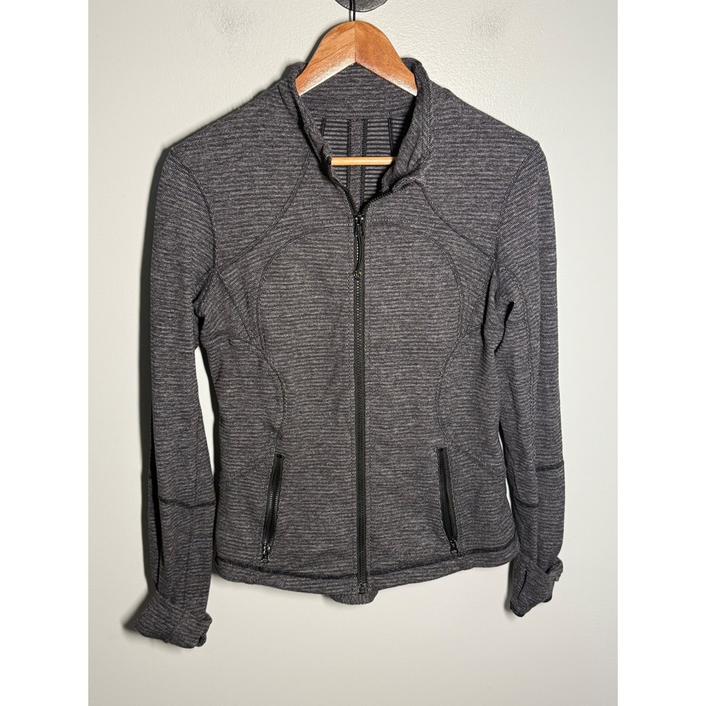 Lululemon Define Jacket Gray Space Dye Textured Knit Full Zip Athletic Size 4-6